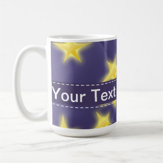 Purple Starry Night; Yellow Stars Pattern Coffee Mug