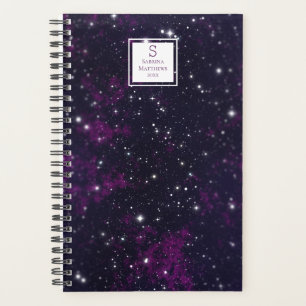 Purple Starry Sky Galaxy Monogrammed Planner