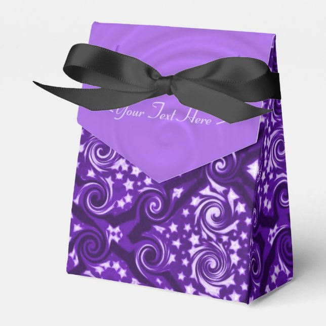 Purple Stars and Swirls Pattern Favour Box (Front Side)