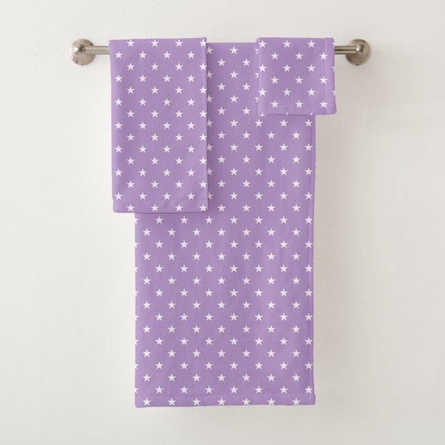 Purple Stars Bath Towel Set (Insitu)