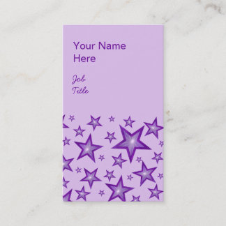 Purple Stars business card pale purple portrait