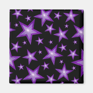 Purple Stars fridge magnet square black