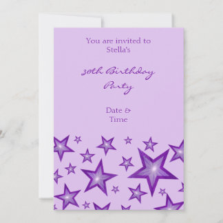 Purple Stars invitation vertical pale purple
