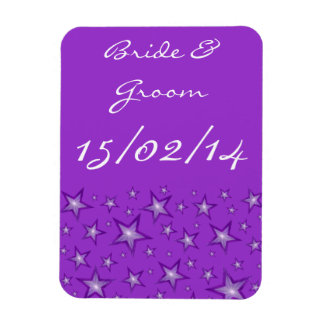 Purple Stars 'Names Date' flexible magnet purple