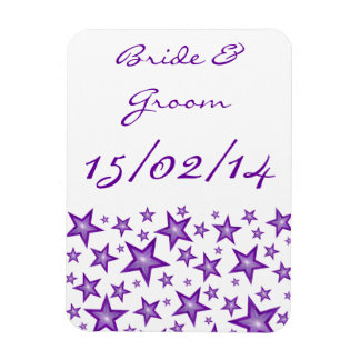 Purple Stars 'Names Date' flexible magnet white