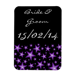 Purple Stars 'Names Date' magnet black