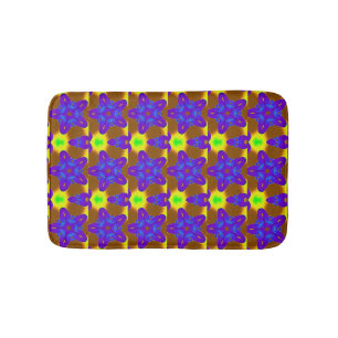 purple stars on green/brown bath mat