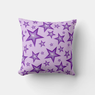 Purple Stars printed square pale purple Cushion