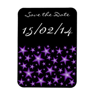 Purple Stars 'Save the Date' flexible magnet black