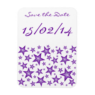 Purple Stars 'Save the Date' flexible magnet white