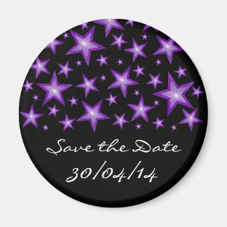 Purple Stars 'Save the Date' fridge magnet black