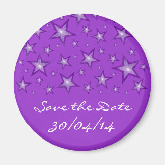 Purple Stars 'Save the Date' fridge magnet purple