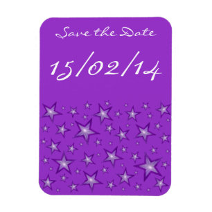 Purple Stars 'Save the Date' purple flexible Magnet