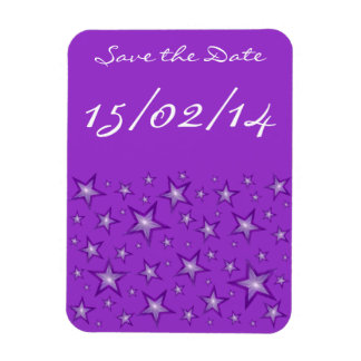 Purple Stars 'Save the Date' purple flexible Magnet