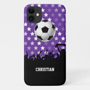 Purple Stars Soccer Fans and Ball Case-Mate iPhone Case