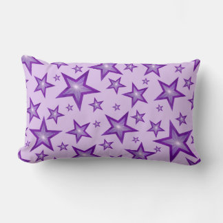 Purple Stars throw pillow lumbar pale purple back