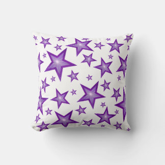 Purple Stars White 'Text' square white back Cushion