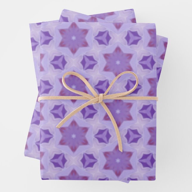 Purple Stars Wrapping Paper Sheet (In situ)