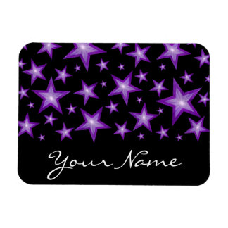 Purple Stars 'Your Name' flexible magnet black