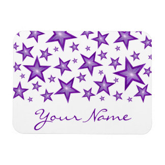Purple Stars 'Your Name' flexible magnet white