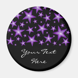 Purple Stars 'Your Text' fridge magnet black