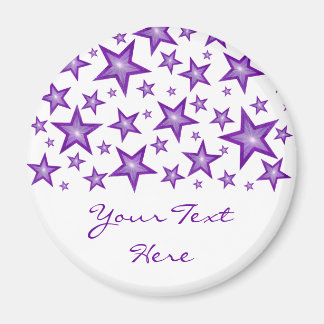 Purple Stars 'Your Text' fridge magnet white