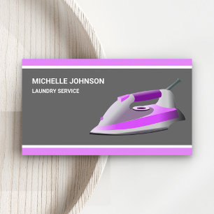 Purple Steam Iron Laundry Ironing Service Business Card
