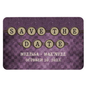 Purple Steampunk Keys Save the Date Flexi Magnet