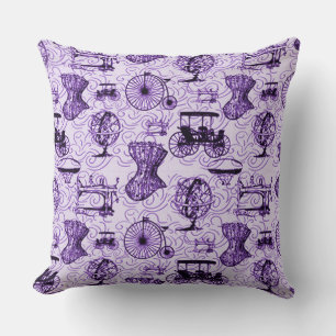 Purple Steampunk Pattern Throw Pillow
