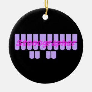 Purple Stenographer Steno Machine Keys Ceramic Tree Decoration