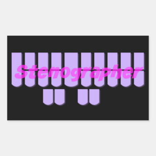 Purple Stenographer Steno Machine Keys Rectangular Sticker