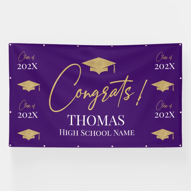 Purple Step and repeat Graduation Backdrop banner  (Horizontal)