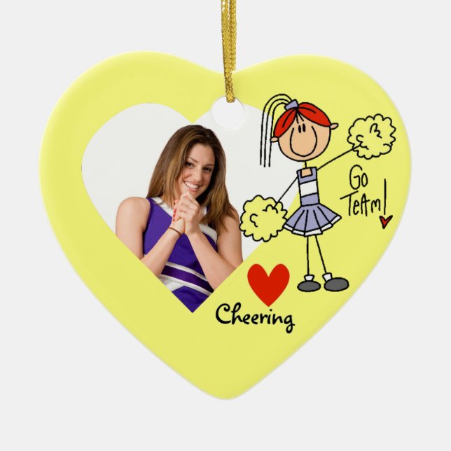Purple Stick Figure Cheerleader Ornament (Front)