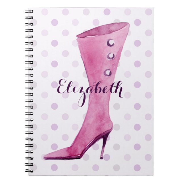 Purple stiletto heel boot personalised notebook (Front)