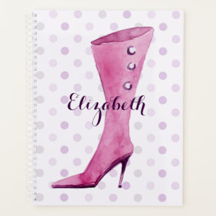Purple stiletto heel boot personalised planner