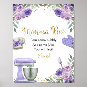 Purple Stock the Kitchen Bridal Shower Mimosa Bar  Poster