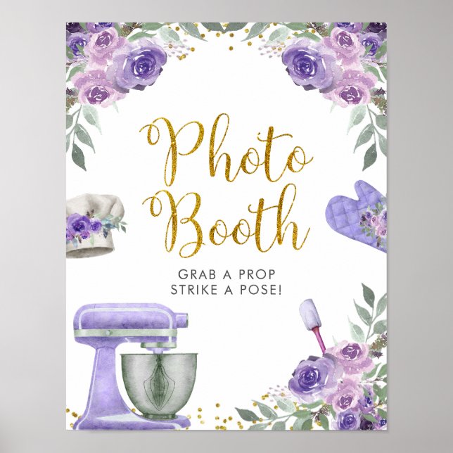 Purple Stock the Kitchen Bridal Shower Photo Booth Poster (Front)