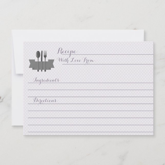 Purple stock the kitchen Bridal shower recipe card (Front)