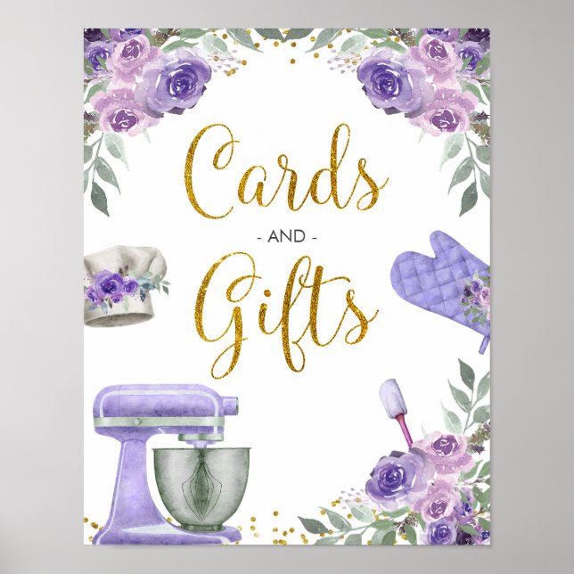 Purple Stock the Kitchen Cards and Gifts Poster (Front)