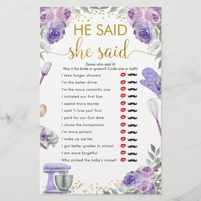 Purple Stock the Kitchen He Said She Said (Front)