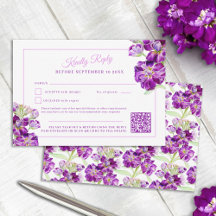 Purple stock watercolor wedding QR code