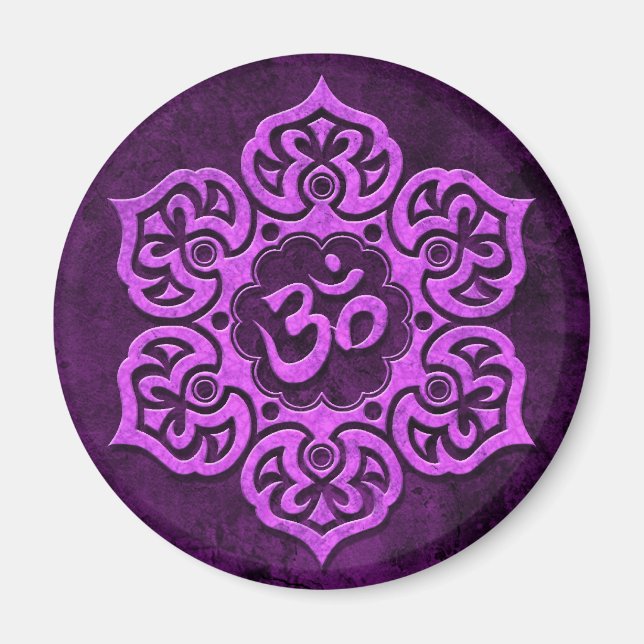 Purple Stone Floral Om Magnet (Front)
