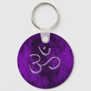 Purple Stone Om Key Ring