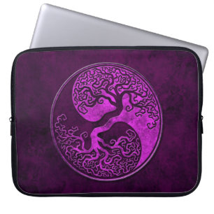 Purple Stone Yin Yang Trees Laptop Sleeve