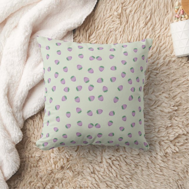  Purple Strawberries Pattern Cushion (Blanket)
