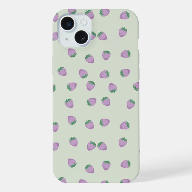 Purple Strawberries Pattern iPhone Case (Back)