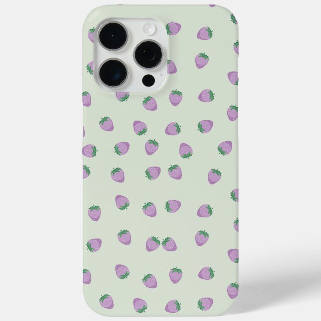 Purple Strawberry Pattern on Green Background Case-Mate iPhone Case (Back)