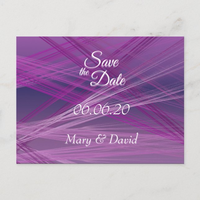 Purple Streaks Wedding Postcard (Front)