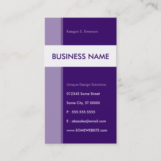 purple streamline business card (Front)