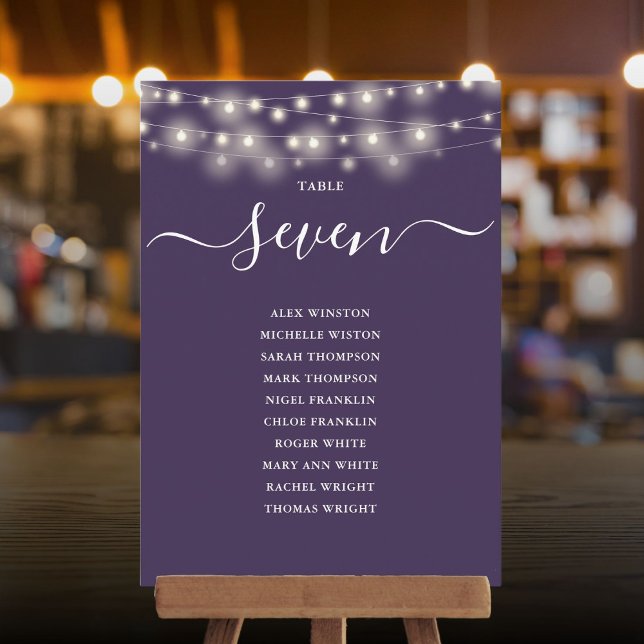 Purple String Light Table Number Seating Chart (Purple String Light Table Number Seating Chart)
